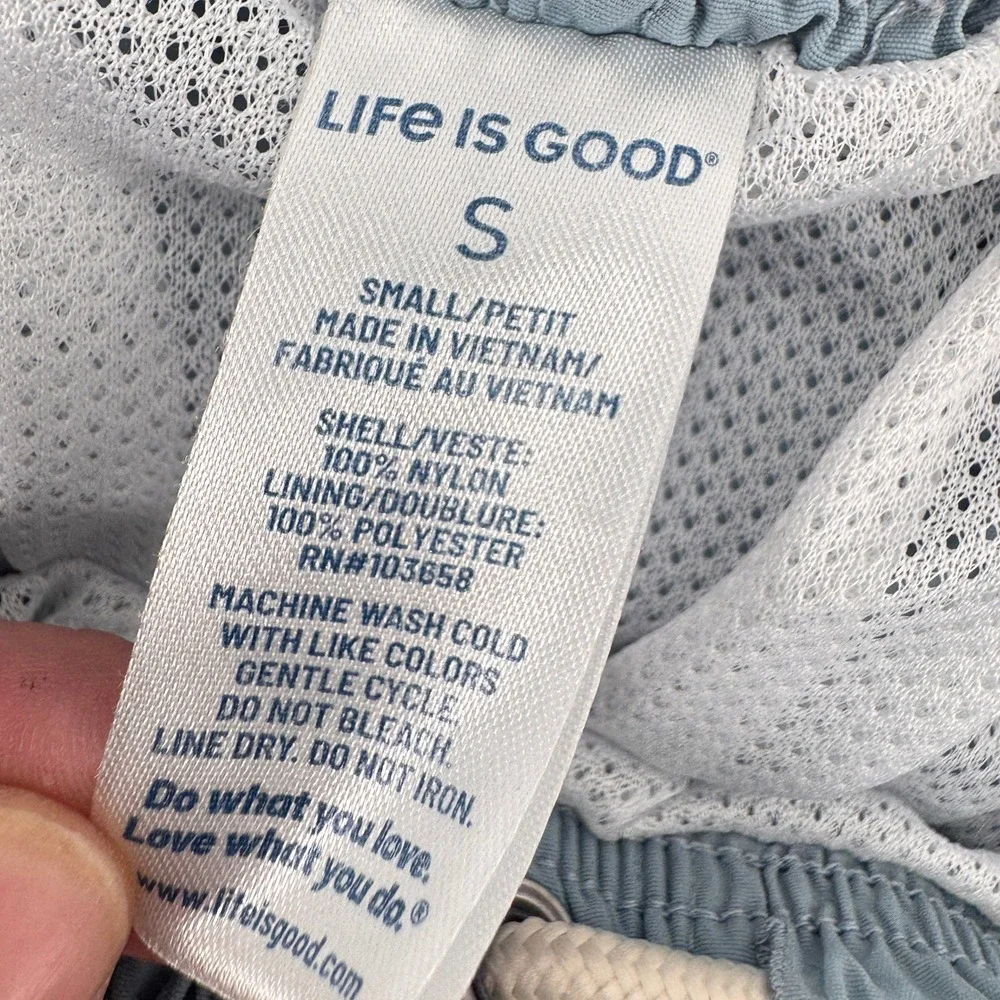 Life is Good Mens Swim Trunks Blue Gray Mesh Lined‎ Board Shorts Small